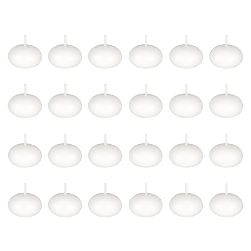 Mega Candles 24 pcs Unscented White Floating Candles, Hand Poured Wax Candle 1.5 Inch Diameter, Home Décor, Wedding Receptions, Occasions, Festivities, Events, Meditations, Tranquility, Spa