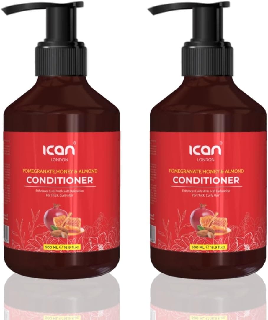Ican London Pomegranate Honey Almond Conditioner for Thick Curly Hair 2 x 500ml