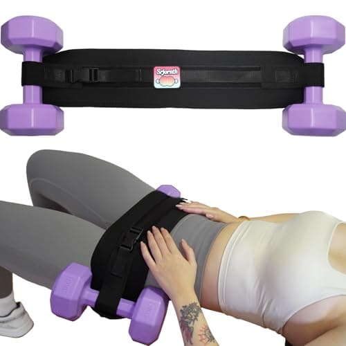Srjornth Pro Portable Hip Thrust Belt Premium Booty Builder for Dumbbell Kettlebell Workouts Gym Home Travel Glute Trainer Lightweight Foldable Design Attached is a Velcro badge SlipResistant Padding for Hip Protection Black