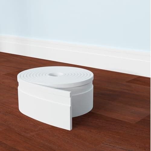 COUKIU Flexible Baseboard Molding Trim, Peel and Stick Rubber Wall Base Moulding Trim, 4 Inch x 16.4 Feet Self-Adhesive Vinyl Cove Base (Extra White)