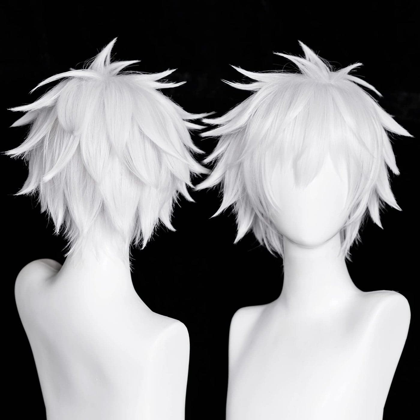 Amback Silver White Cosplay Wig Probeauty Short Fluffy Synthetic Costume Anime Wigs for Halloween Need DIY