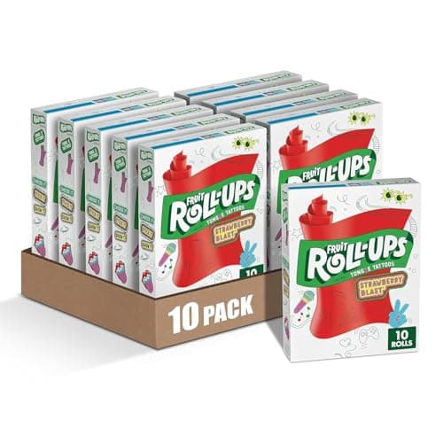 Fruit RollUps Fruit Flavored Snacks Strawberry Blast 10 Ct 5 oz Pack of 10