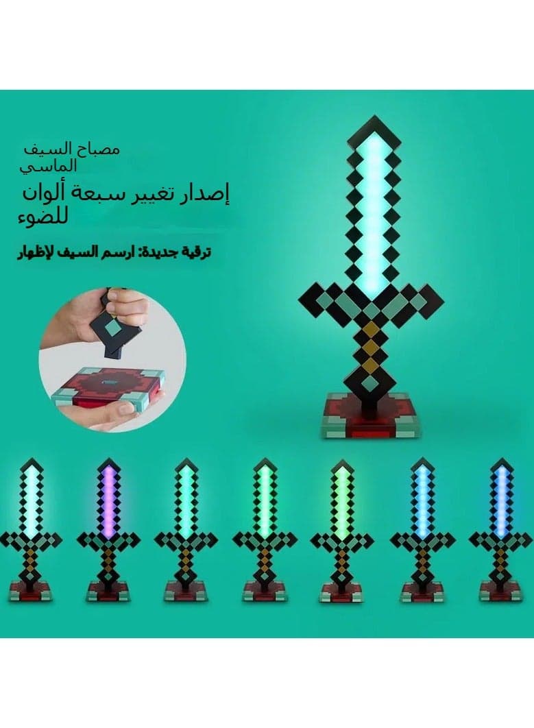 Minecraft diamond sword night light ornament color changing sword minecraft game peripheral gift model table lamp