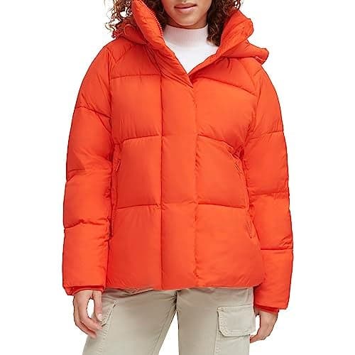 Levi's Women's Selma Hooded Puffer Jacket, Orange, X-Small