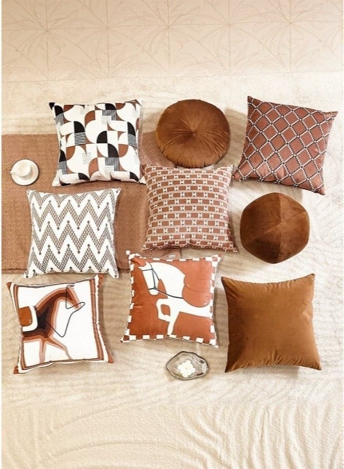Pillow Covers Set of 7, Throw Pillow Cover, Maillard style Cushion Covers 45cm x 45cm, For Living Room Sofa Couch Bed Pillowcases 18x18 inches (Double sided pattern)