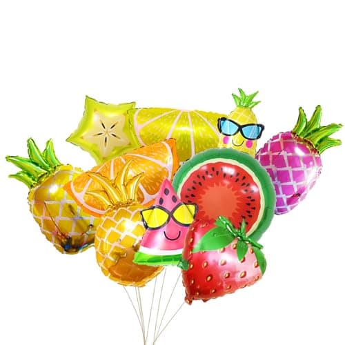 LZYMSZ 10PCS Fruit Mylar Balloons Helium Foil Hawaii Party Balloons 10 Styles Colorful Balloons Pineapple Watermelon Strawberry Lemon Orange for Beach Party Wedding Birthday Baby Shower Decoration