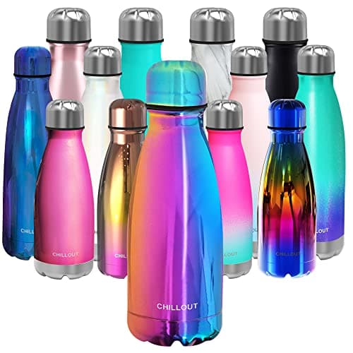 CHILLOUT LIFE Stainless Steel Water Bottle for Kids School 12 oz Double Wall Insulated Cola Bottle Shape for Cold and Warm Drinks Metal Sports Bottle for Boys Girls Dishwasher Safe