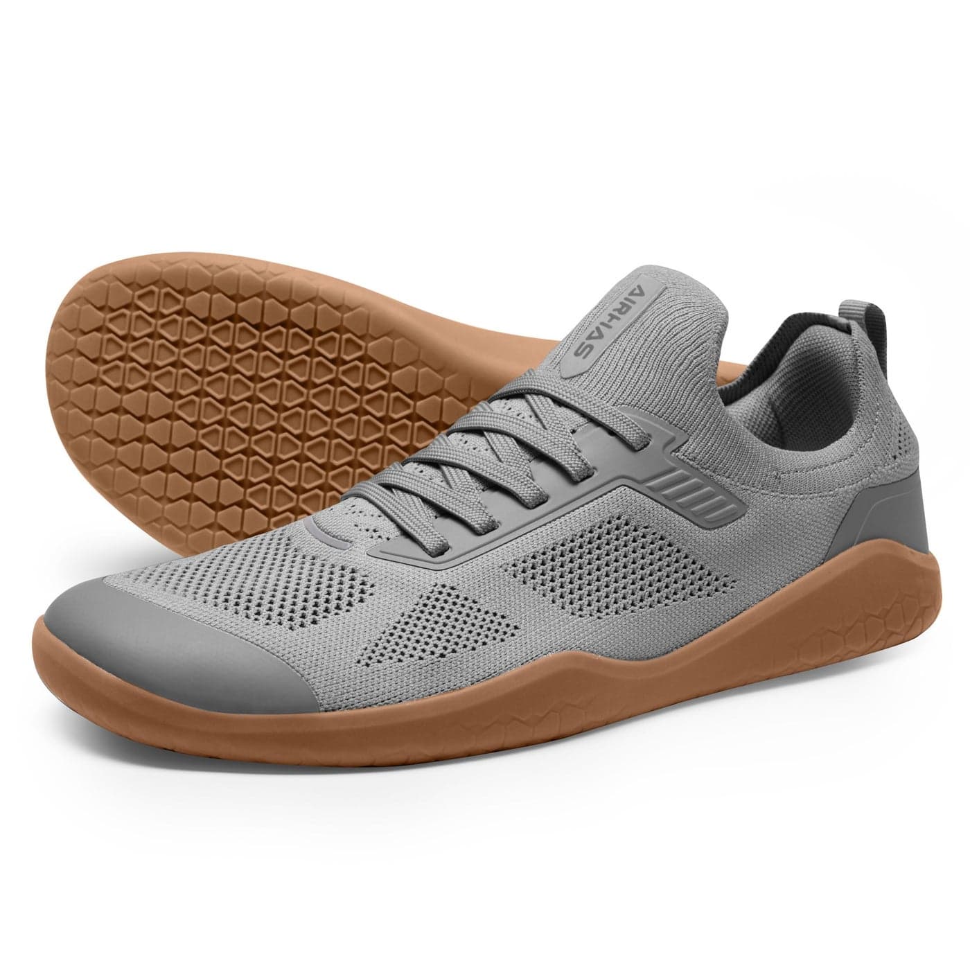 AIRHAS Mens Barefoot Shoes Zero Drop Wide Toe Box Minimalist Gym Shoes for Men Deadlift Cross Training Sneakers Dark GreyGum105