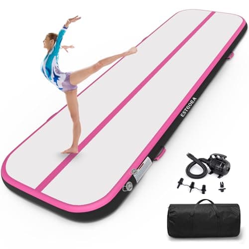 Estgora Gymnastics Mat For Tumbling 6.6ft Tumble Track 4 Inch Thick Inflatable Gymnastic Training Equipment For kids At Home Gym Cheerleading with Electric Pump