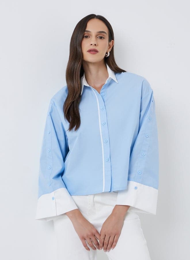 Styli Contrast Collar and Cuff Buttoned Shirt — XL