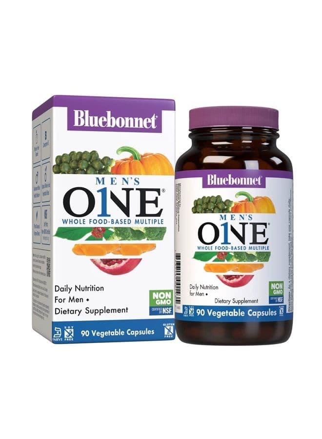 Nutrition Men's One Vegetable Capsule, Whole Food Multiple, K2, Organic, Energy, Vitality, Non-GMO, Gluten, Soy & Milk Free, Kosher, 3 Month Supply, 90 Count