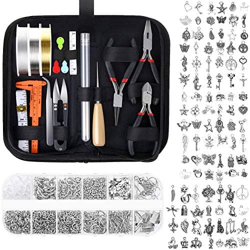 Audab Jewelry Making Kit with Tools, Wires, Charms and Findings for Jewelry Making and Repair
