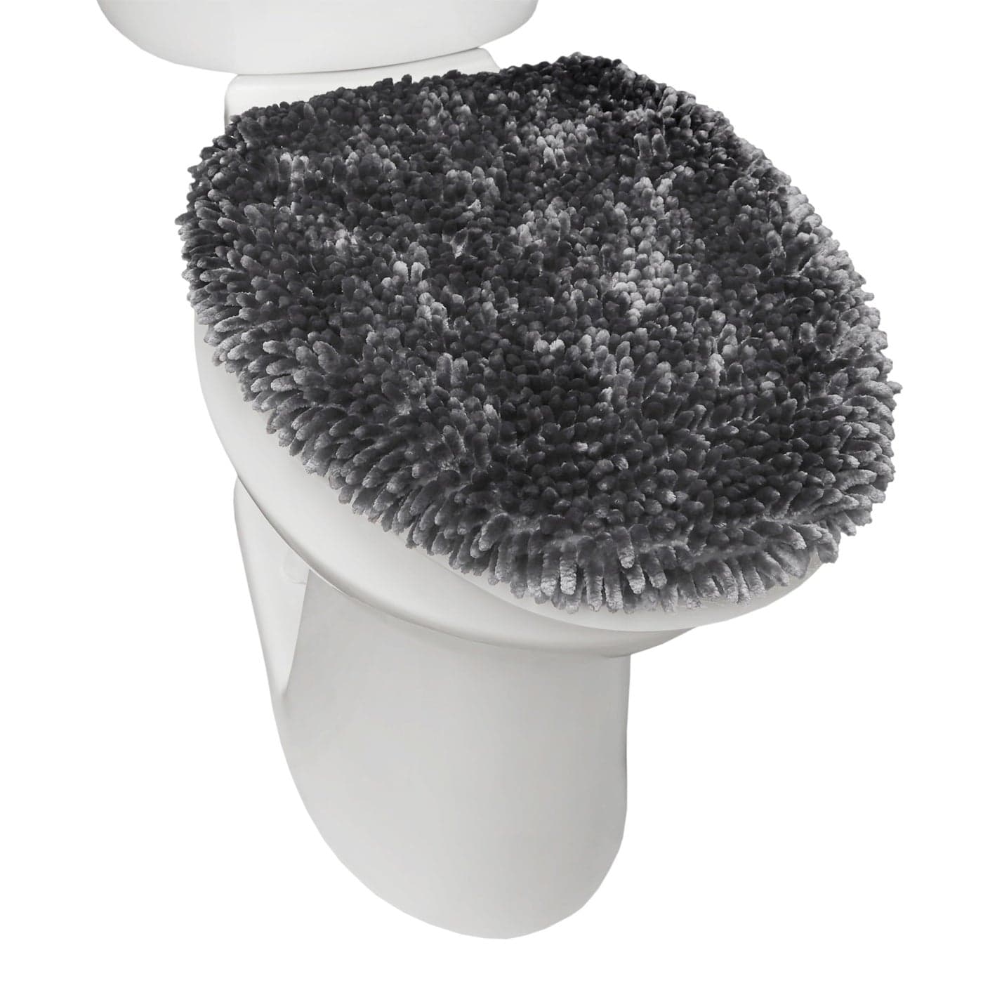 TOWN COUNTRY BASICS Spa Step Noodle Solid Bathroom Toilet Lid Cover Plush Soft and Absorbent Machine Washable 185 x 196 Dark Grey