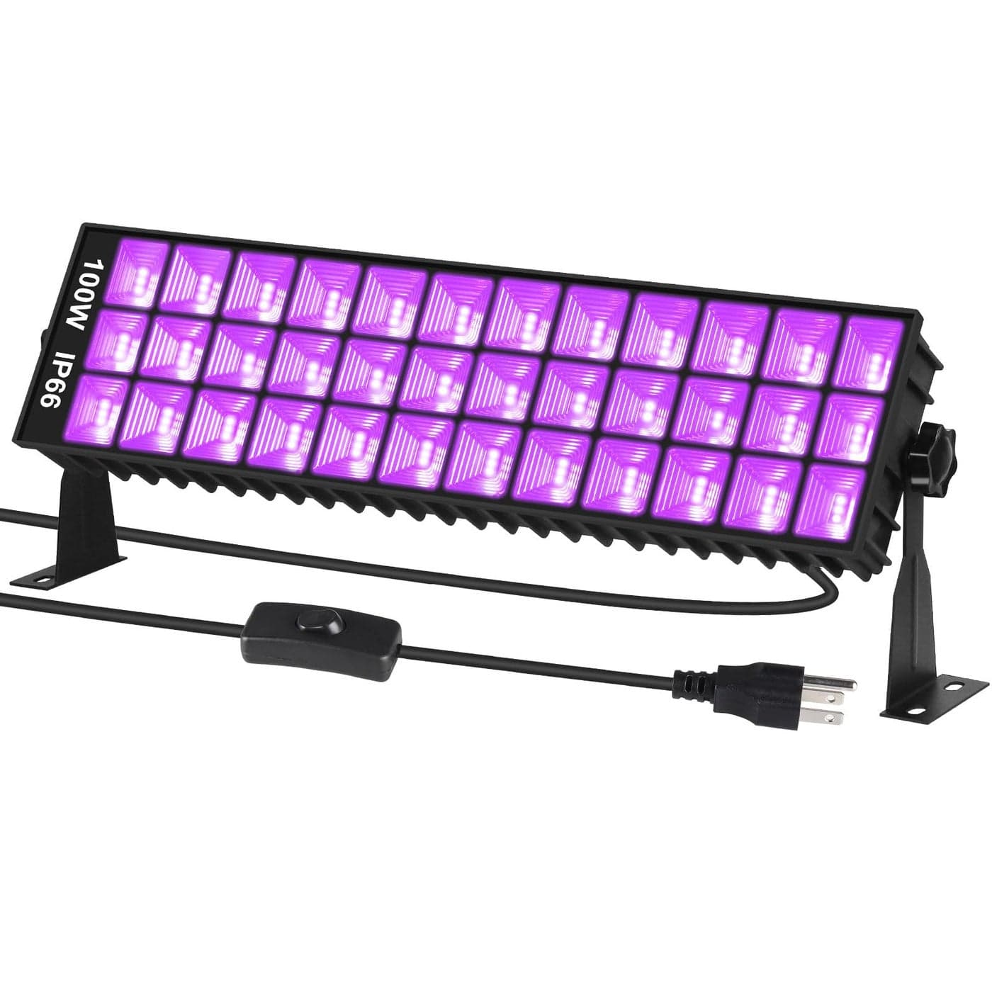100W Black Light Bar IP66 Waterproof, LED Blacklight with Plug+Switch+6ft Cord, Indoor/Outdoor Black lights, Light Up 1400 sq.ft, for Neon Glow Party Body Paint Fluorescent Poster Classroom Halloween