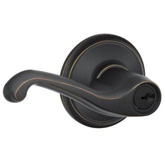 SCHLAGE F51A FLA 716 Flair Lever Keyed Entry Lock, Aged Bronze