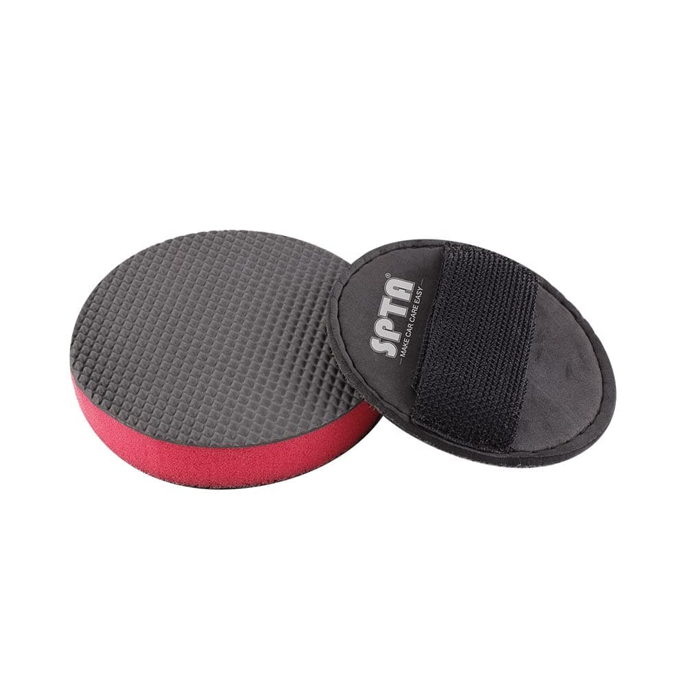 SPTA Clay Bar Pad 3 Inch Mid Grade1Pc Handle Grip Pad and 1 Pc Clay Bar Applicator Synthetic Clay Bar Pad for DA Polisher and Rotary Polisher for Car Detailing Clay Bars Auto Detailing CHMLP3MA