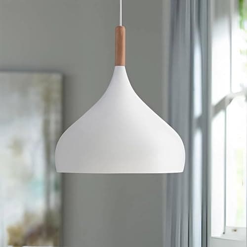 twixle Aluminium Ceiling Light, Circular Shape Hanging Light for Dining Table, Living Room, Bedroom, Restaurant, Office, Cafe, White Pendant Lamp (White Pendant) (Pack of 1) (Without Bulb)