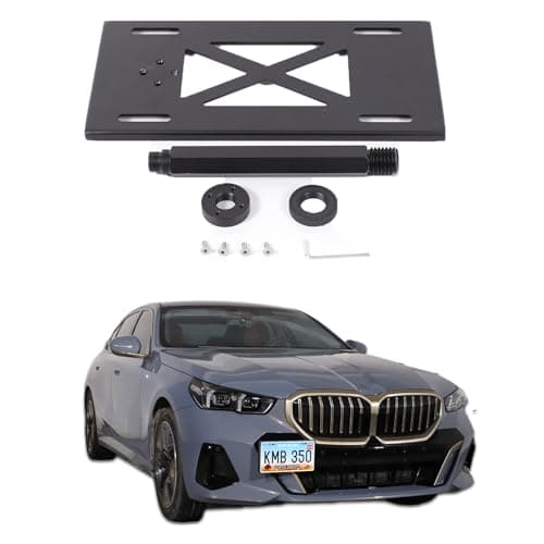 Front Bumper Tow Hook License Plate Mount Bracket Compatible with BMW 5 Series i5 G60 G68 2024No Drill Tow Front Bumper Tow Hole Hook License Plate Mount Holder Adapter Relocation Kit Accessories