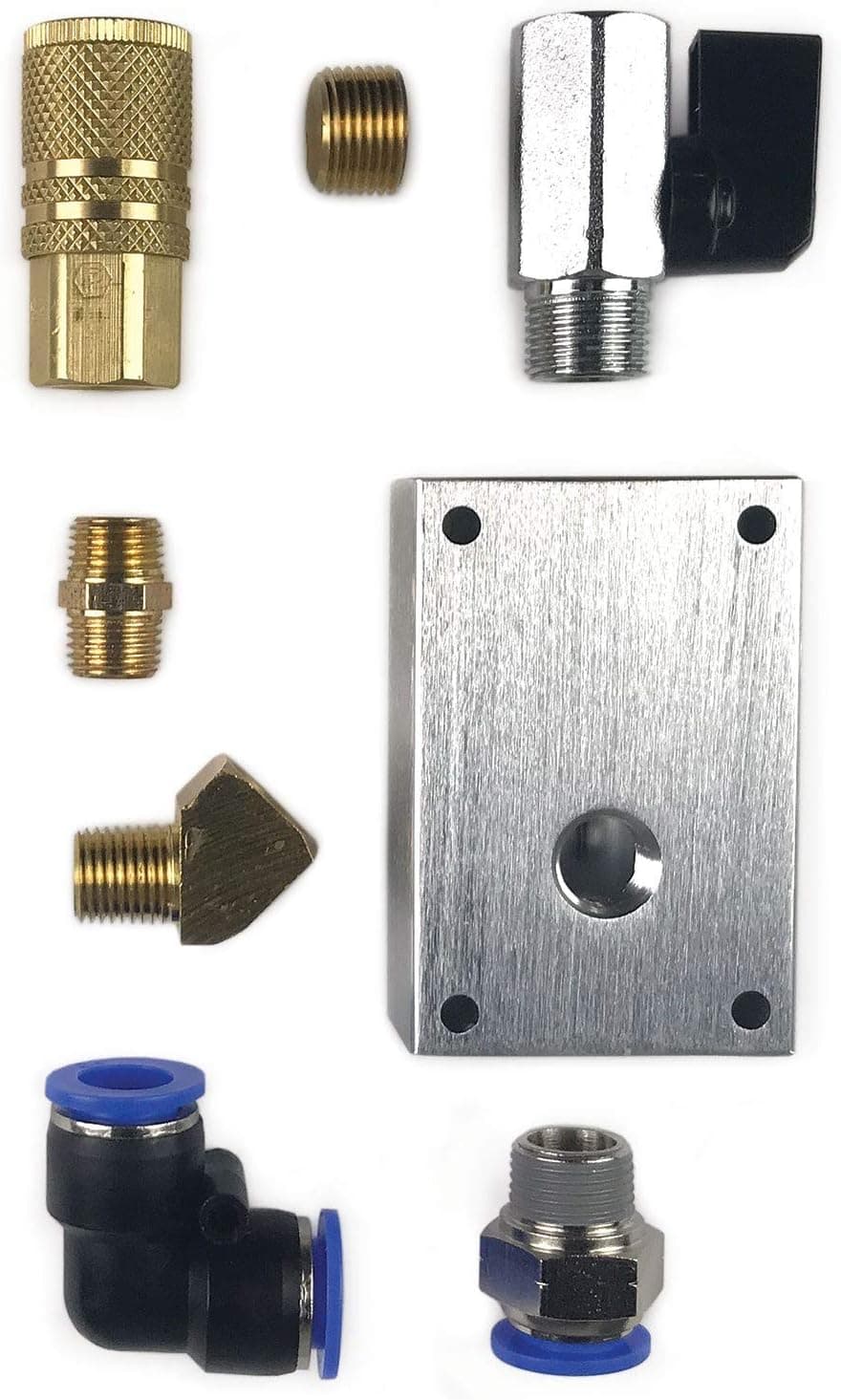 Primefit PCKIT8 Air Push to Connect Outlet Drop Kit with Block14 Brass Quick Connect Coupler