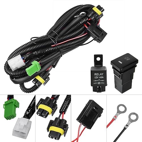 HUIQIAODS H11 H9 880 881 Fog Light Wiring Harness Socket Wire Connector with 40A Relay ON/Off Switch Kits for Toyota GM Hyundai Accent Elantra Peugeot LED Work Lamp Driving Light Etc