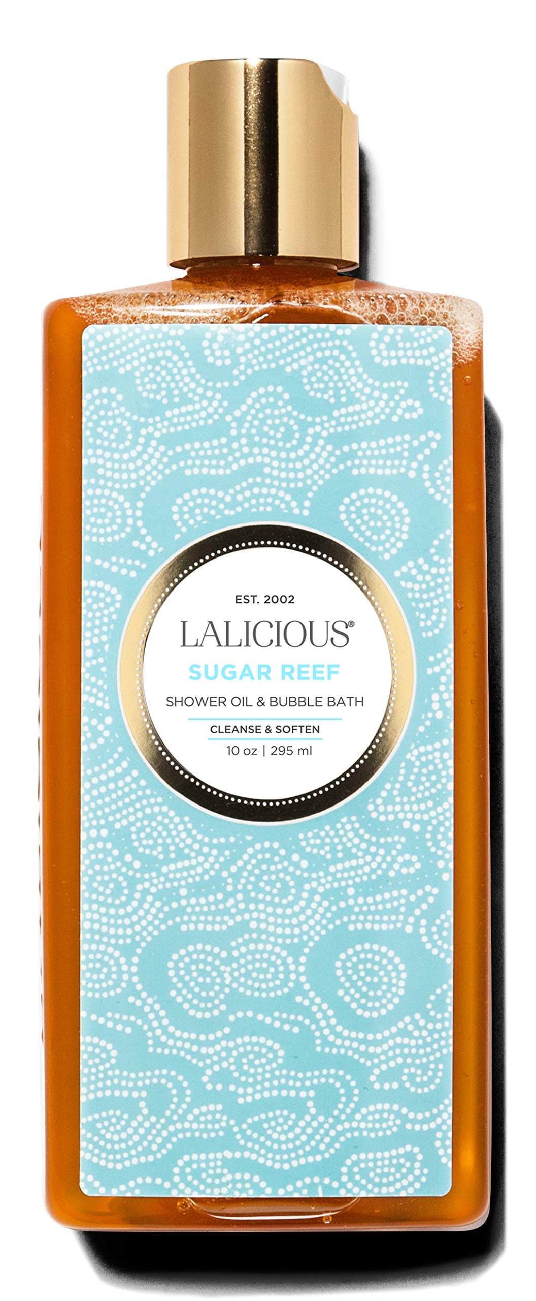 LaLicious Sugar Reef Shower Oil Bubble Bath Shower Cleanser with Topical Probiotics Grapeseed Oil No Parabens 10oz