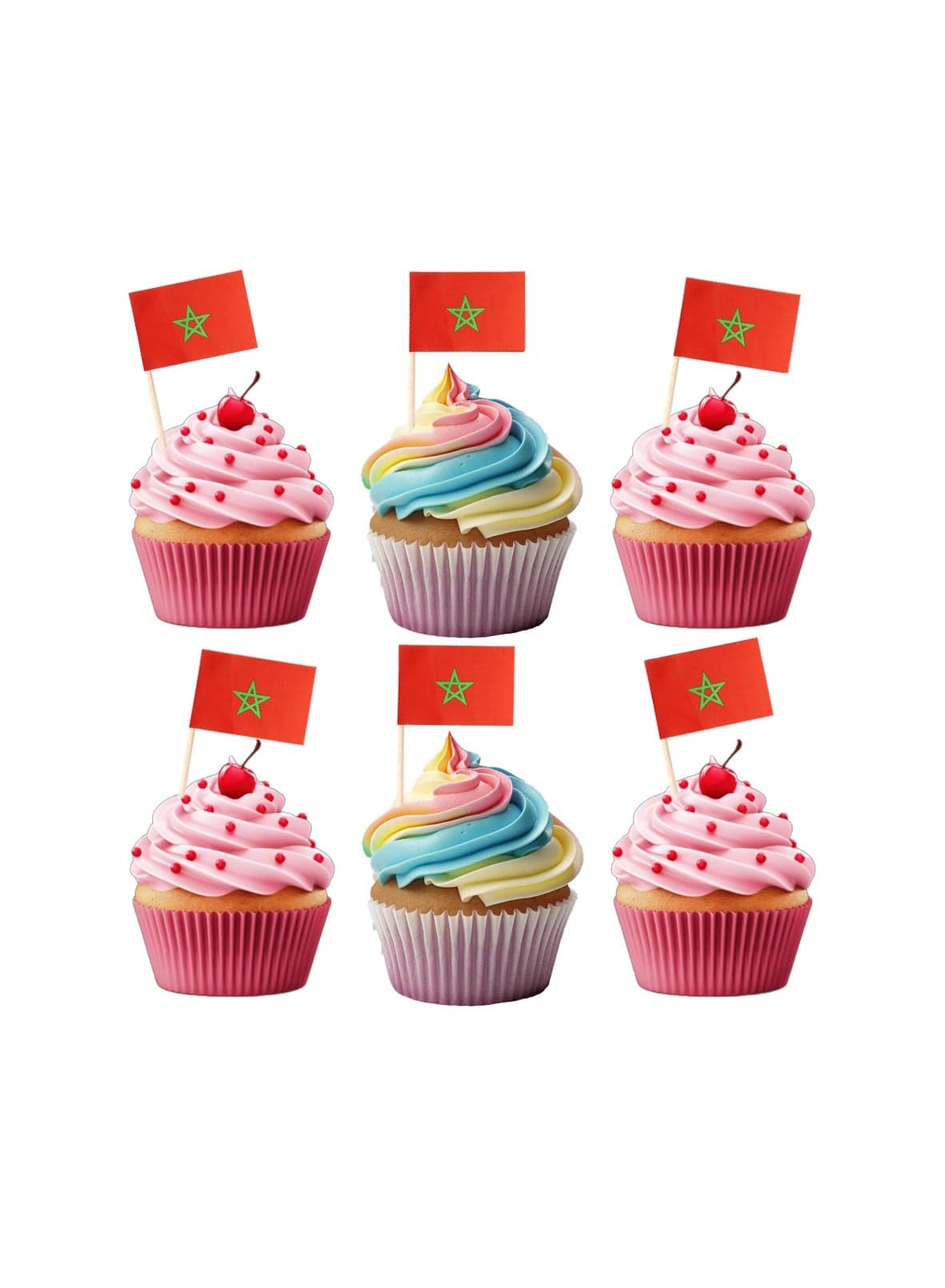 Morocco Cupcake Toppers For Decorations–Toothpick Cupcake Toppers–Perfect For Celebrations,Parties And Events–Mini Stick Flags For Decorating Cupcakes,Cakes And Desserts — 100 Pcs