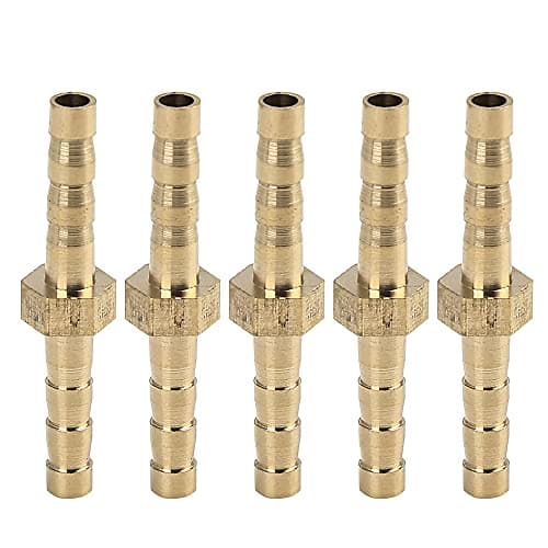 X AUTOHAUX 5pcs 4mm Brass Barb Hose Fitting Straight Union Water Gas Oil Pipe Connector for Automotive