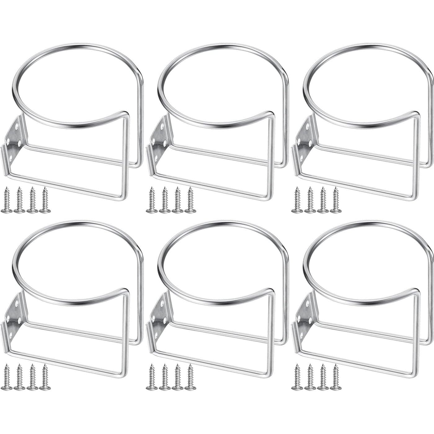 6 Pcs Stainless Steel Boat Ring Cup Drink Holder Wall Mounted Cup Drink Holders for Boat Marine Yacht Truck RV Car Trailer Hardware