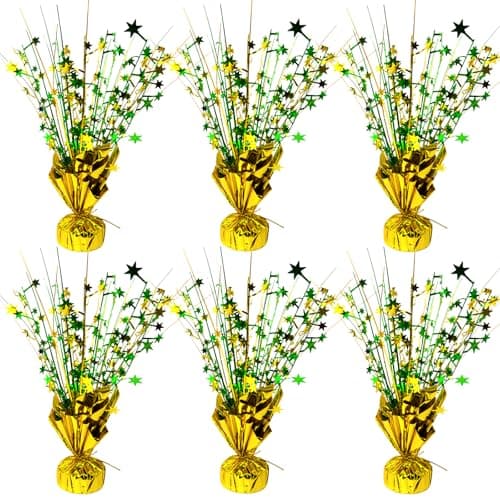FUBININA 6 Pc St Patricks Day Party Decoration Metallic Foil Spray Centerpieces Star Burst Tabletop Decor for Irish St Pattys Day Jungle Animal Birthday Holiday Graduation Hawaiian Party Green Gold