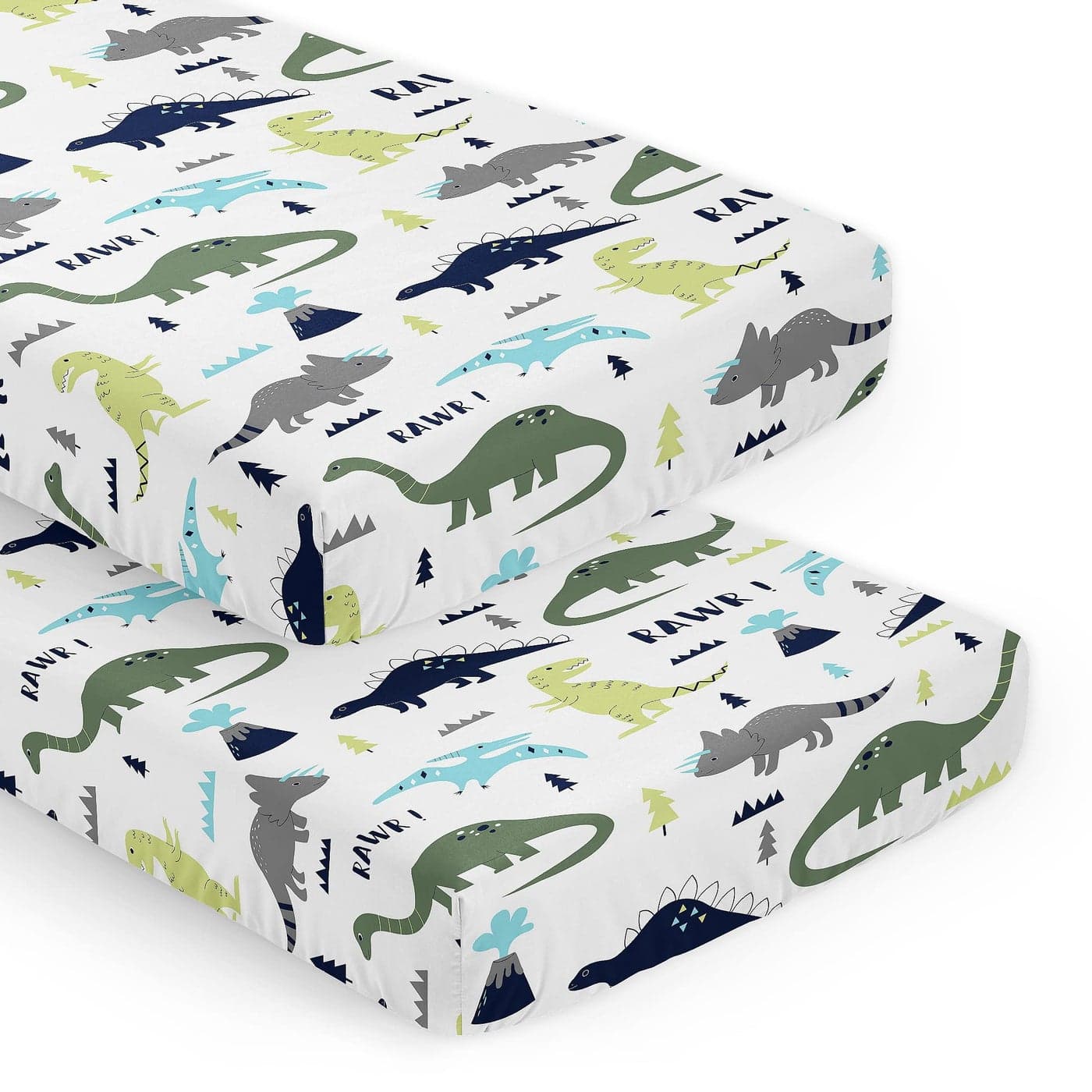 Sweet Jojo Designs Blue Green Modern Dinosaur Boy Baby Fitted Crib Sheet Set Nursery Soft Infant Newborn Fits Standard Mattress Toddler Bed 2pc Turquoise Boho Bohemian Grey and White Mod Dinosaurs