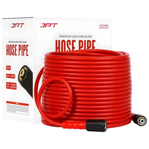 JPT Ultra Heavy-Duty 15MTR Flexible High Pressure Washer Hose Pipe | Standard M22 x 15MM Thread | Up To 450Bar / 6525PSI | PVC + PE Layers Build | Tangle & Kink Free Design