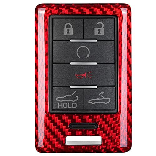 T-carbon Real Glass Fiber Key Fob Cover Compatible with Chevrolet Corvette C7 2014-2019, Key Fob Case Cover Compatible with Cadillac ATS CTS DTS XTS SRX STS Escalade 2008-2014 Keyless Entry Shell,Red
