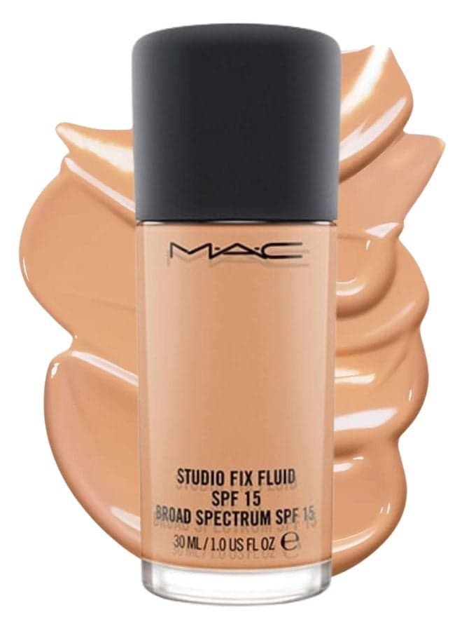 MAC Studio Fix Fluid SPF 15 Foundation NC20 – 24HR Long-Wear, Matte Finish, Oil Control, Medium-to-Full Coverage
