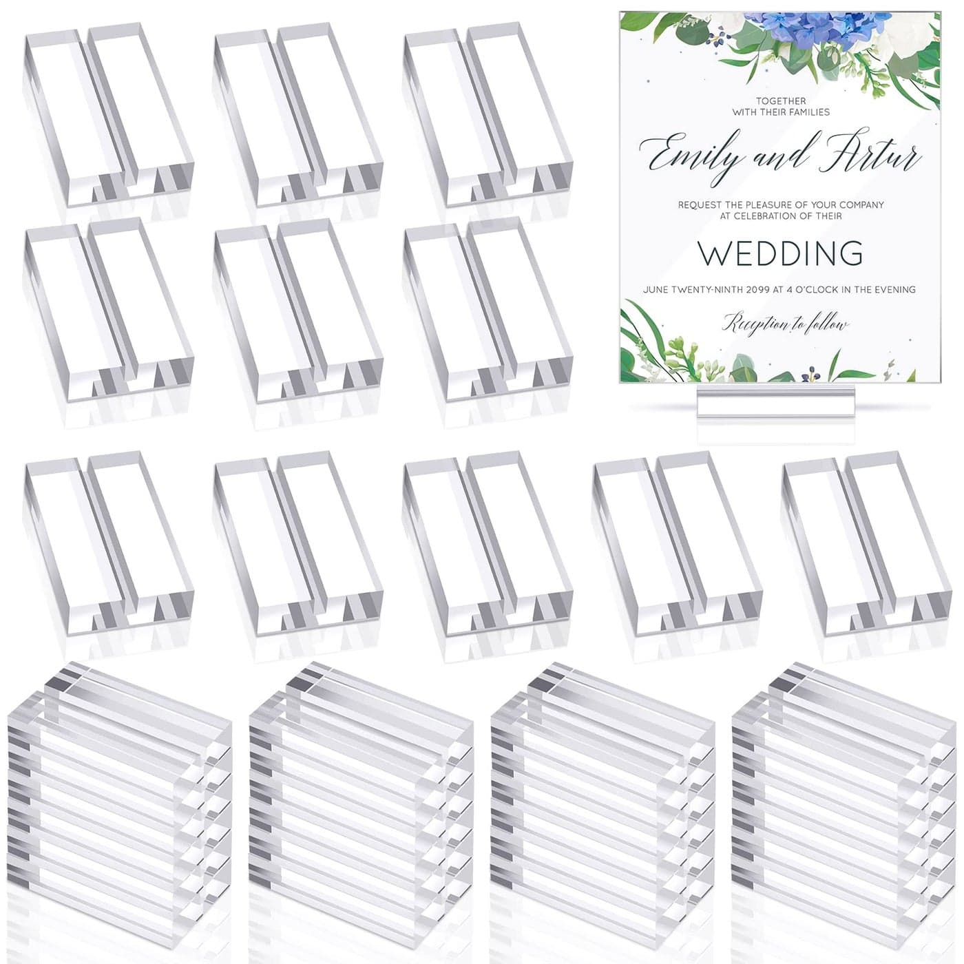 Roowest 100 Pcs Wedding Acrylic Place Card Holders Gifts Clear Table Number Holders 2 Inch Place Stands Acrylic Display Stand for Banquet Menu Dinner Home Party Events Decoration