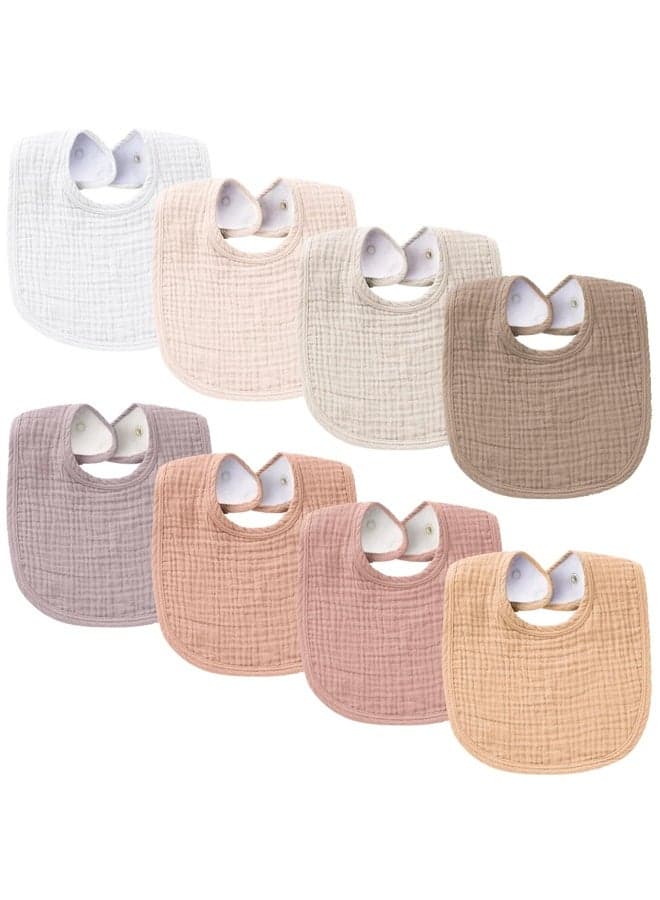 Konssy Muslin Baby Bibs 8 Pack Baby Bandana Drool Bibs Cotton for Unisex Boys and Girls, Soft Absorbent Set for Teething and Drooling