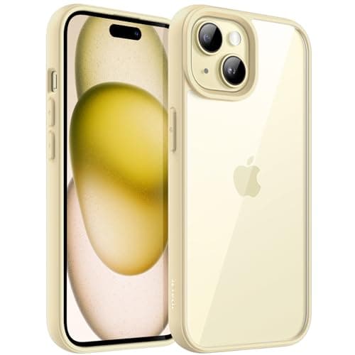 JETech Case for iPhone 15 6.1-Inch, Shockproof Phone Bumper Cover, Solid Color Matte TPU Frame, Anti-Scratch Clear Back (Yellow)