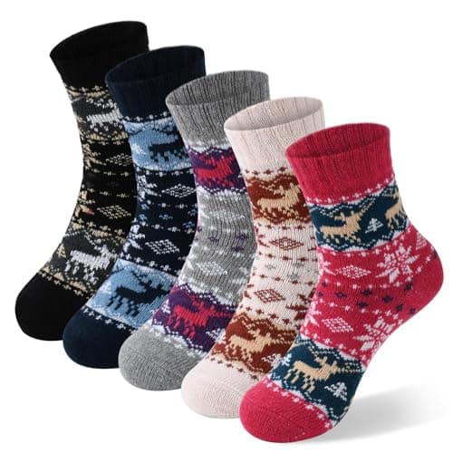 besky Warm Socks for Women Cozy Fuzzy Winter Socks Cotton Soft Crew Socks Christmas Gifts for Women