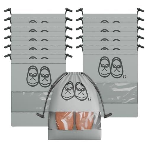 Kuber Industries 12 Piece Non Woven Travel Shoe Cover, String Bag Organizer, Grey - CTLTC039511