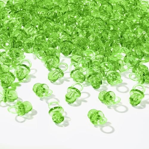 XINHUIDALSQ 150 Mini Acrylic Pacifiers for Baby Shower Girl Game 086 Inch Bulk Chupones para Gender Reveal Party Favors Table Decoration Green