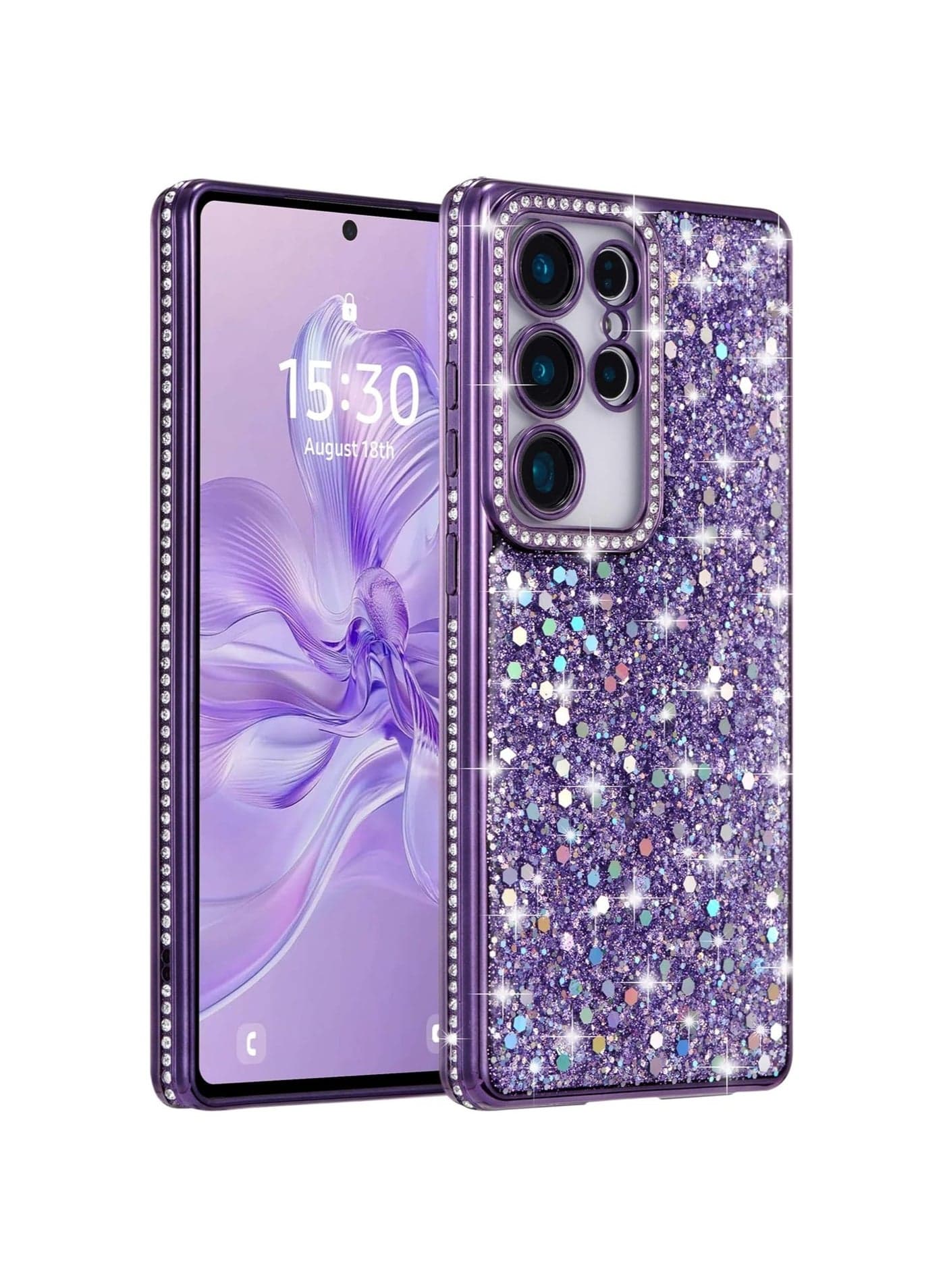 Samsung Galaxy S25 Ultra Protective Case Sparkling crystal diamond sequins shimmer and shine Luxurious electroplated finish Stylish and elegant Compatible with Samsung Galaxy S25 Ultra