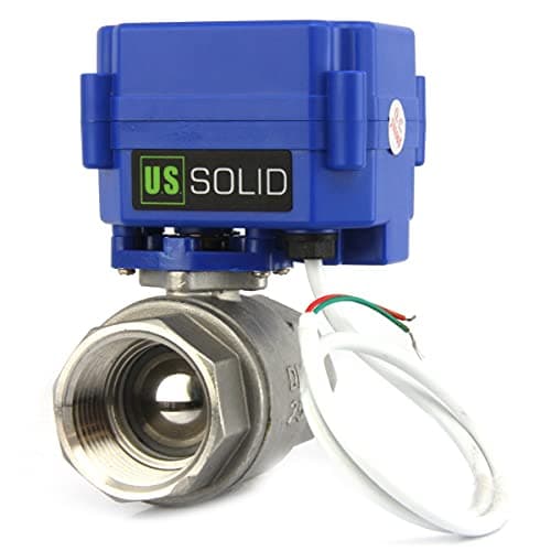 U.S. Solid Motorized Ball Valve- 1" Stainless Steel Ball Valve with Full Port, 9-24V AC/DC and 2 Wire Auto Return Setup, Normally Open