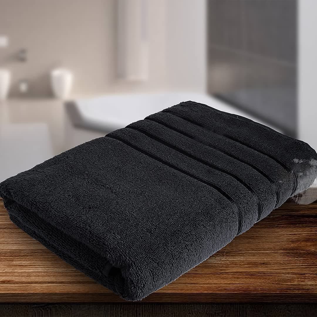 SHREE SHYAM 100 Cotton Towels for Bath Towels for Bath Large Size Trident Bath Towel Soft Absorbent 500 GSM 1 Piece Bath Towel for MenWomen Urban Comfort 70 cms x 140 cms Black