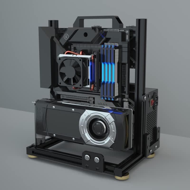PC Creative Assembly Frame Test Bench,Open Air Frame Case, DIY Computer Motherboard Case Rack, ITX ATX MATX/EATX Open Aluminum Frame Chassis (MATX)