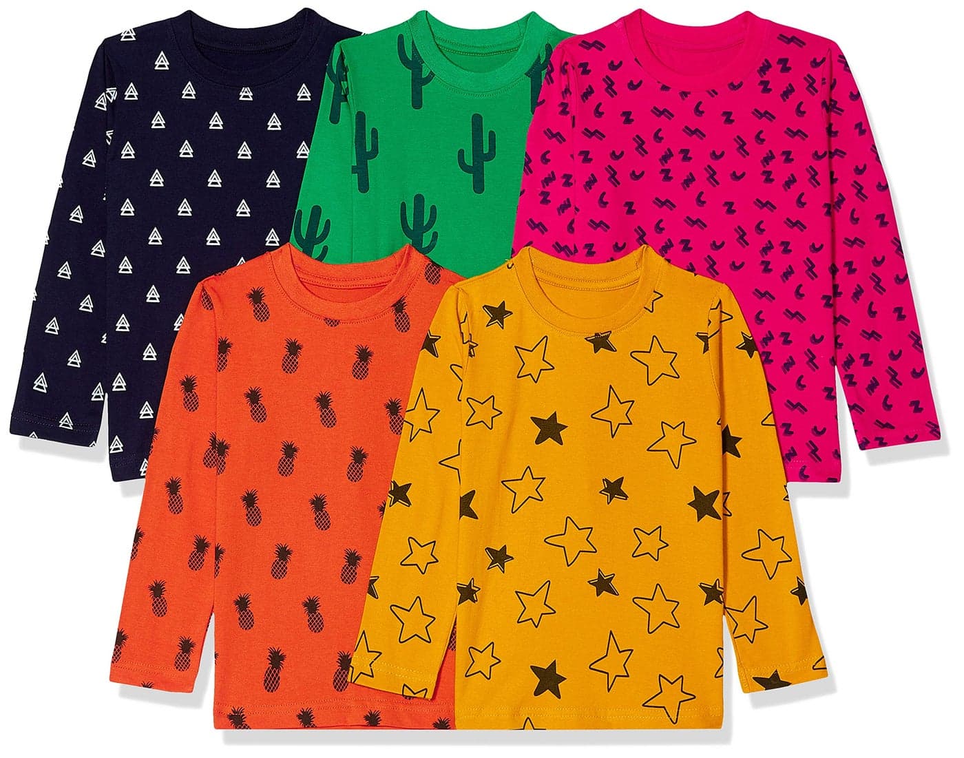 T2F Boy's Cotton Regular Fit Full Sleeve T-Shirt(Pack of 5)