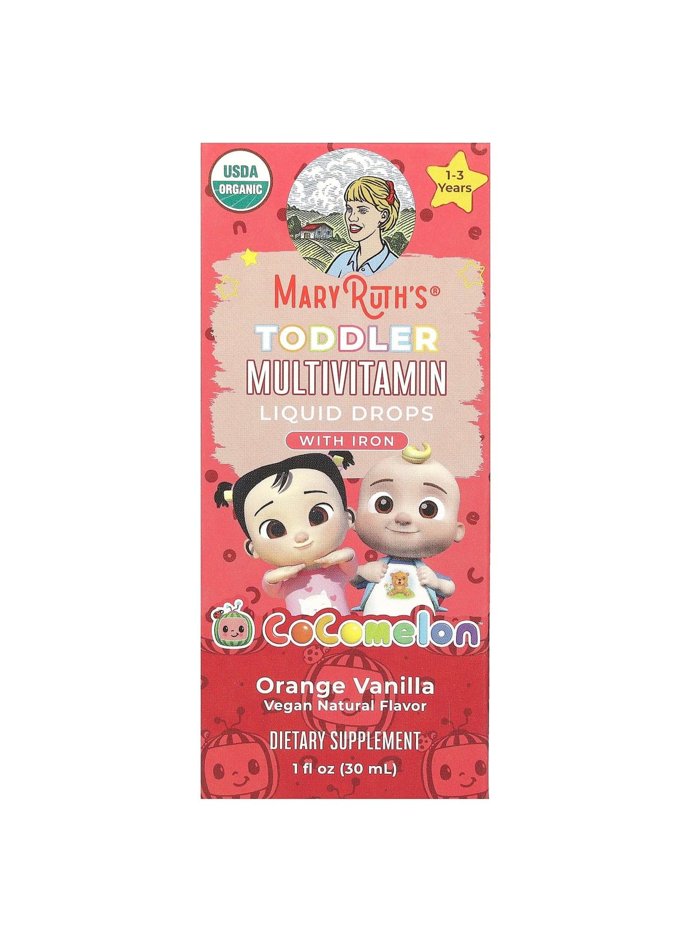Cocomelon, Toddler Multivitamin, Liquid Drops With Iron, 1 - 3 Years, Orange Vanilla, 1 fl oz (30 ml)