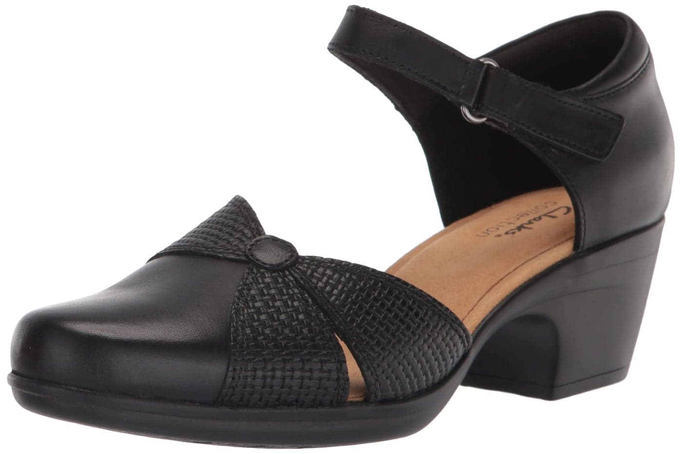 Clarks womens Emily Rae Pump, Black Leather, 8.5 US