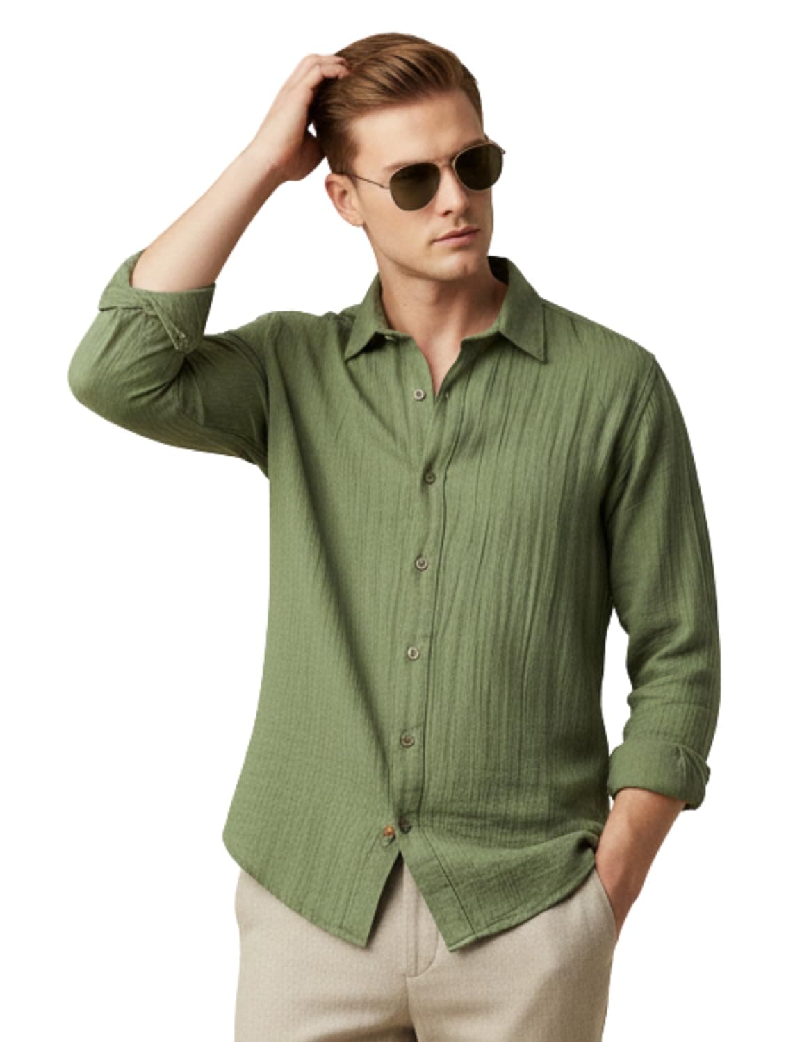 FYLTR Men's Solid Casual Shirt with Patch Pocket with Spread Collar- 100% Cotton | Regular Fit | Full Sleeves | Soft & Comfortable | Summer Shirts for Men
