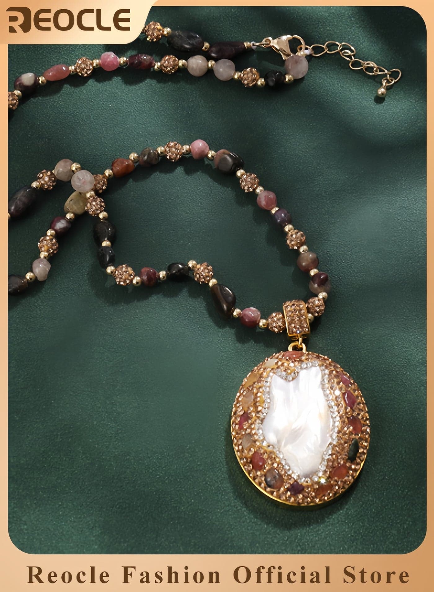 Baroque Pearl Tourmaline Necklace Natural Freshwater Shaped Pearl Sweater Chain Advanced Irregular Crystal Pendant Clavicle Necklace