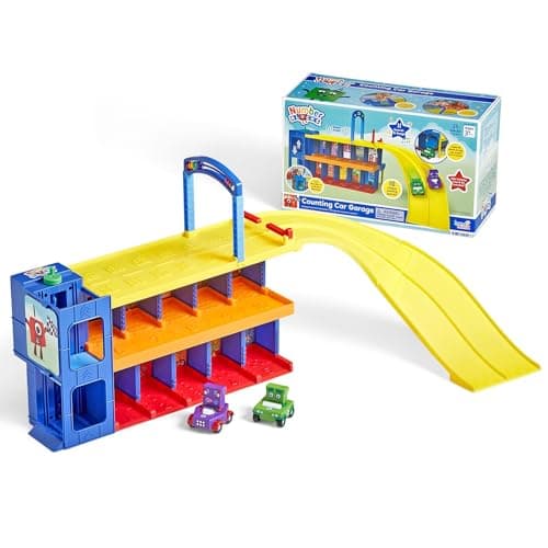 hand2mind Counting Car Garage Race Car Track Toy Vehicle Playsets Parking Garage Pretend Play Sets for Preschoolers Preschool Math Learning Activities Numbers for Toddlers Kids Birthday Gifts