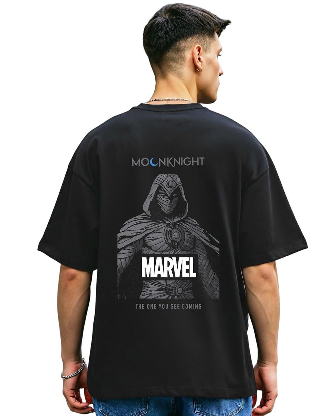 Bewakoof Official Marvel Merchandise Men's Graphic Print Oversized Fit Half Sleeve Round Neck Cotton T-Shirt